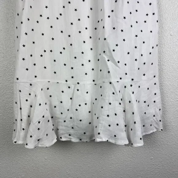 Q&A White Star Print Tie Front Tiered Mini Dress Size M NWT - Picture 3 of 7